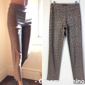 Krazy Larry Taupe Cheetah Pull on Ankle Pants Size 0